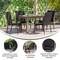 Merrick Lane Set of Mathias Indoor/Outdoor Black Wicker Patio Chairs with Powder Coated Steel Frame, Comfortably Curved Back and Arms
